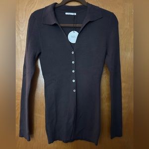 NIA brand, size Medium, Kam Cardigan, Brown color,